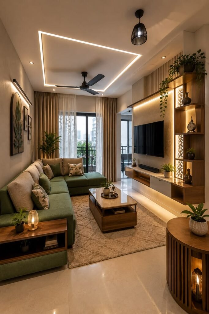 Cozy Modern Living Room with L-Shaped Sofa